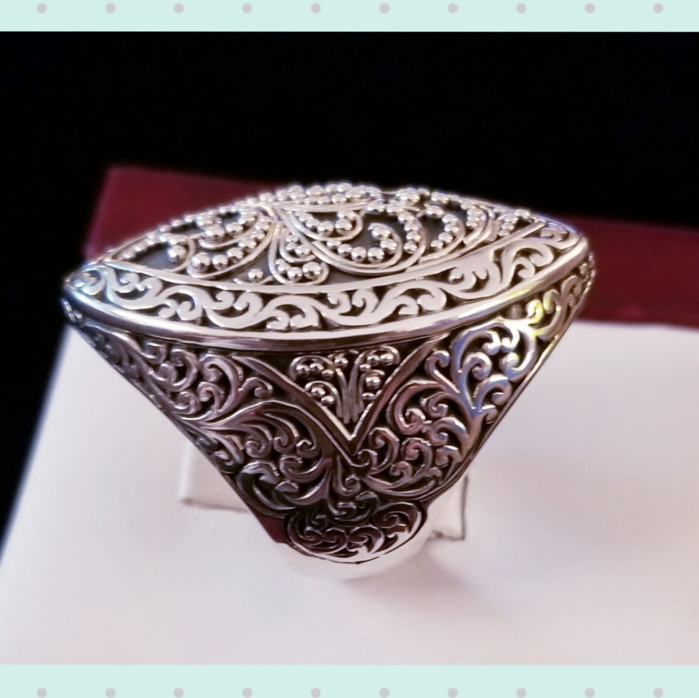 LOIS HILL STERLING SILVER MARQUIS SHAPED RING - Picture 4 of 10
